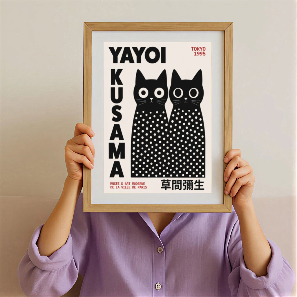 Yayoi Kusama Inspired Black Cat Poster