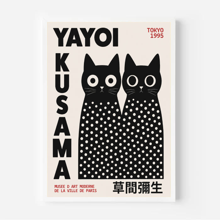 Yayoi Kusama Inspired Black Cat Poster