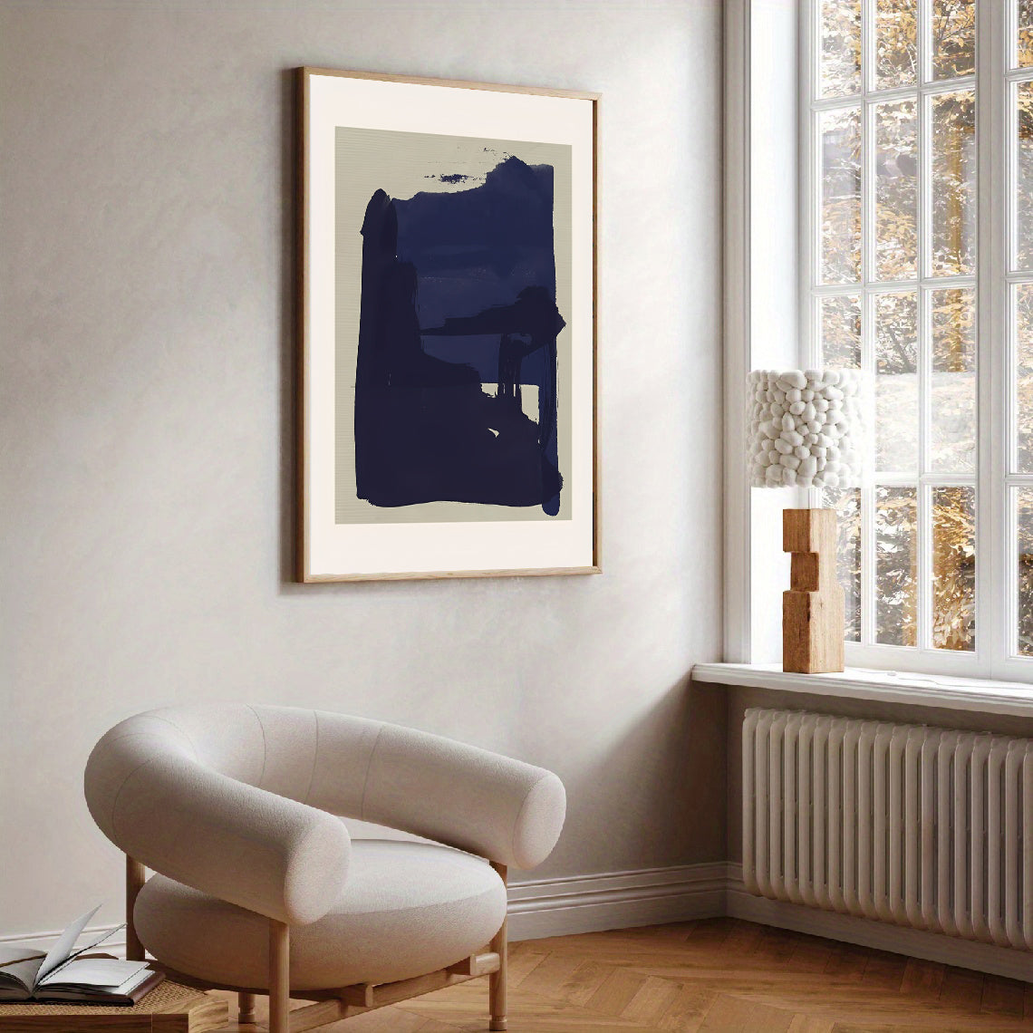 Minimalist Navy Blue Abstract Wall Art Print