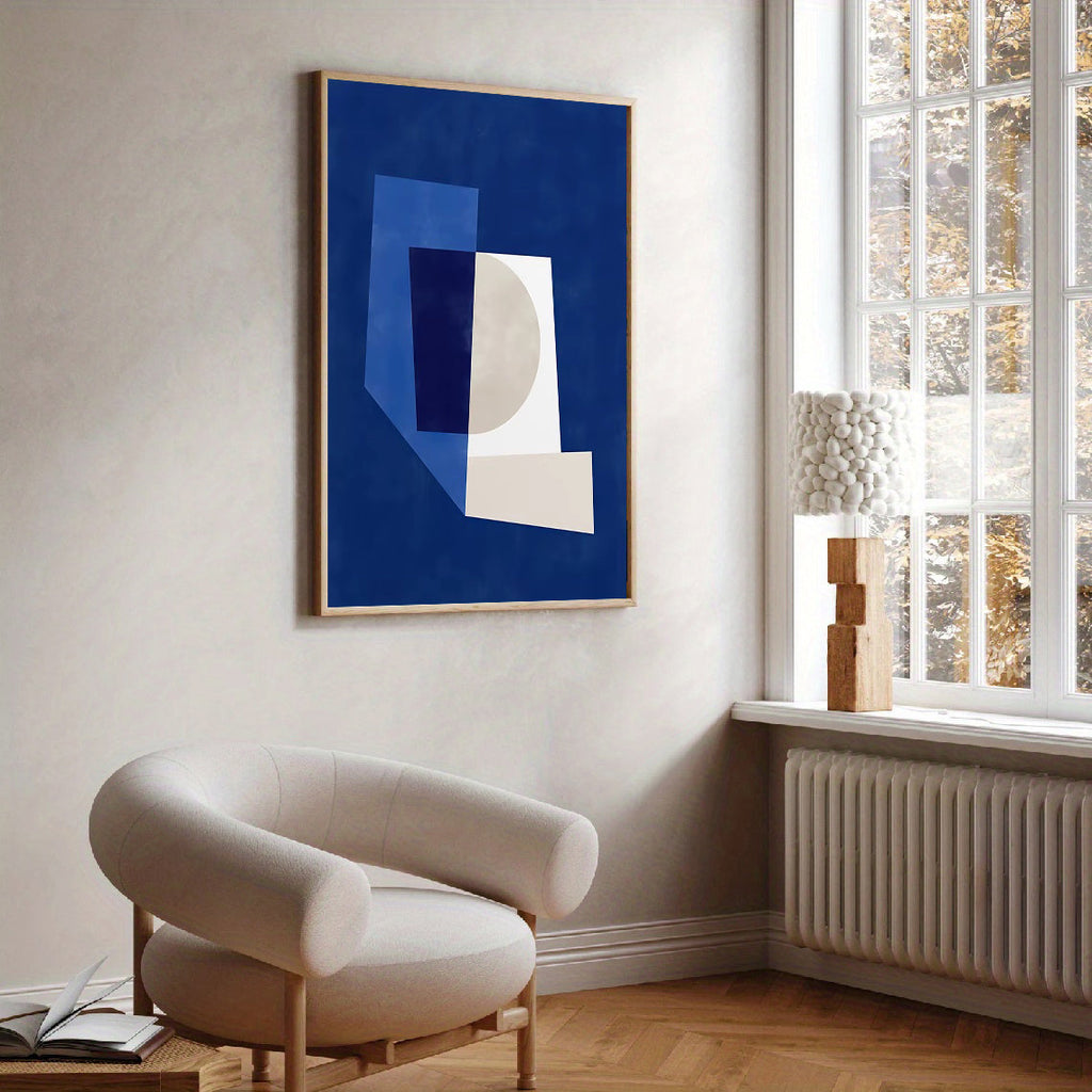 Blue abstract geometric wall art print