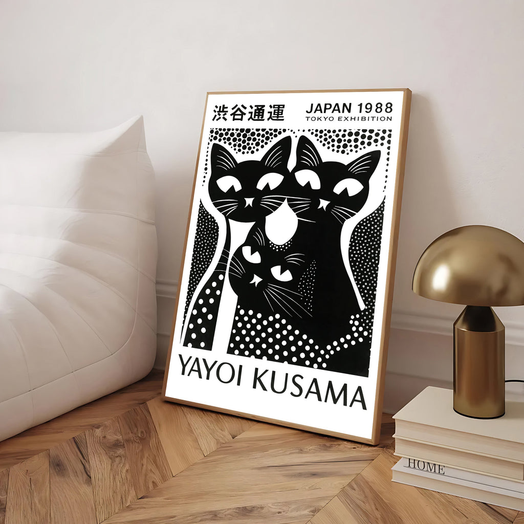 Black and white cat art print
