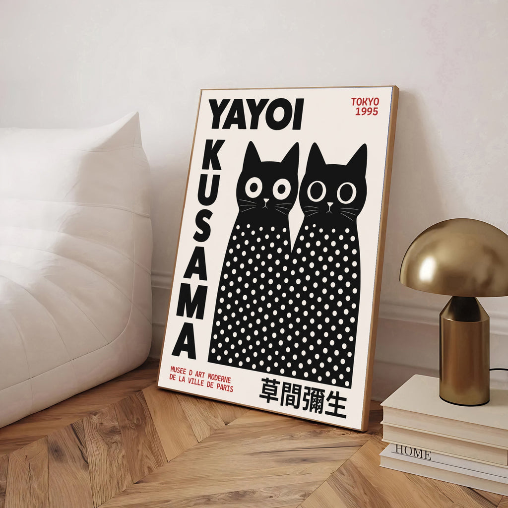 Yayoi Kusama Inspired Black Cat Poster