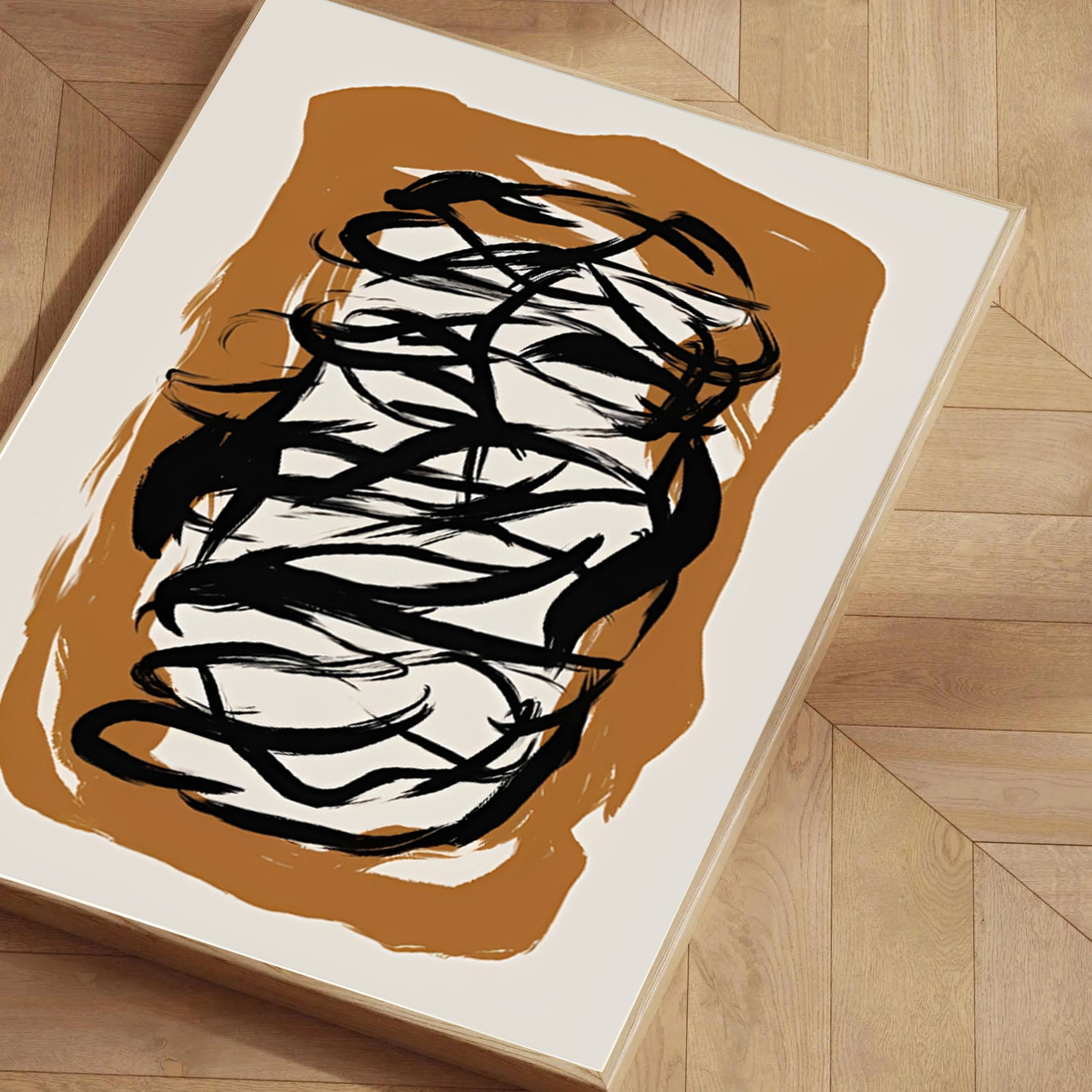 Black Abstract Brush Stroke Wall Art Print