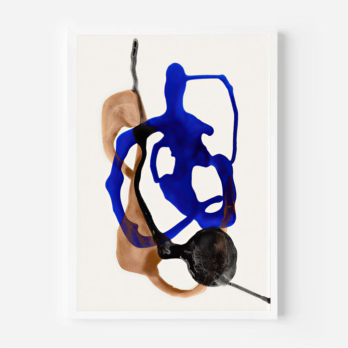 Modern abstract wall art print blue and neutral
