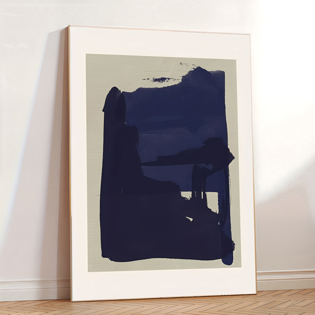 Minimalist Navy Blue Abstract Wall Art Print