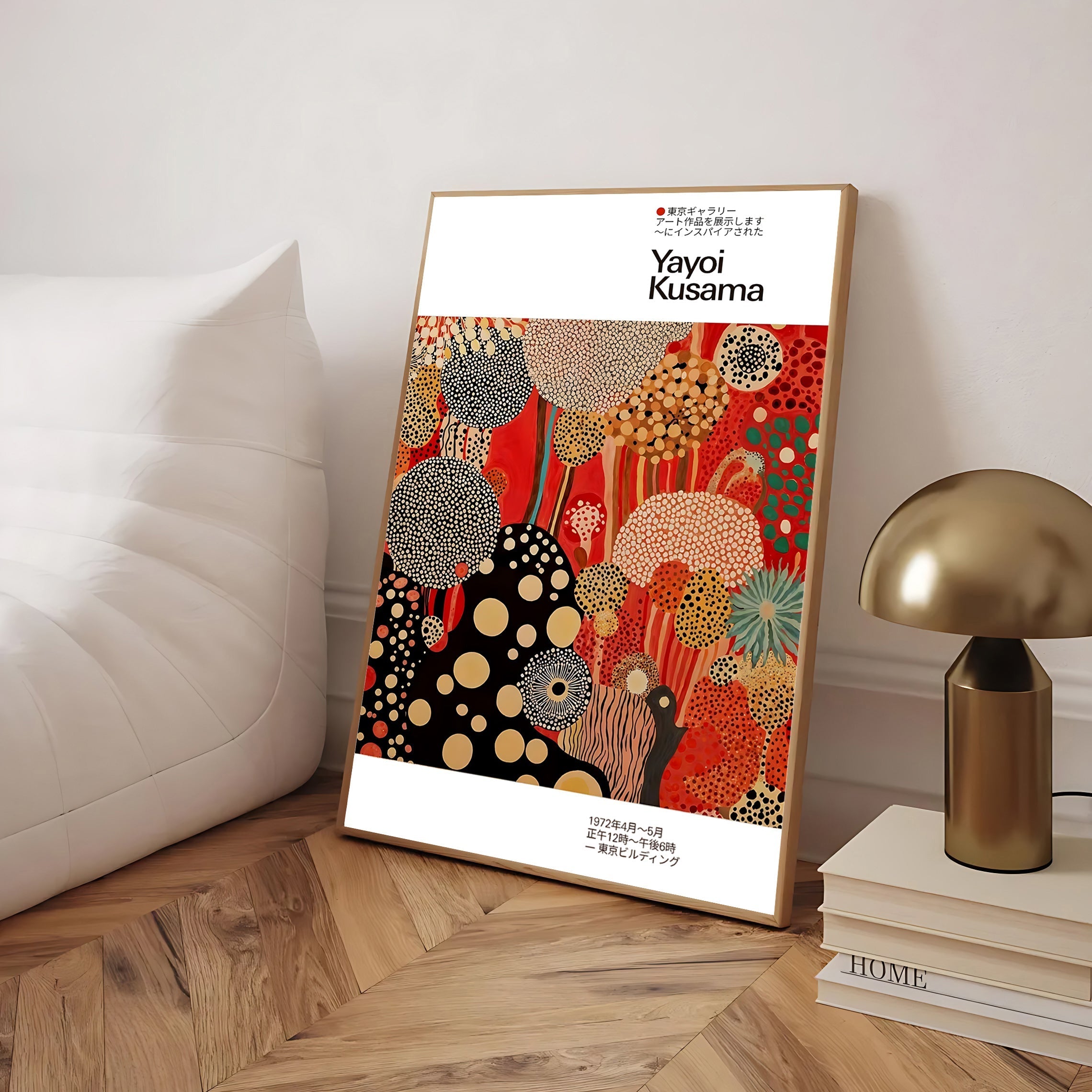 kusama style polka dot poster red and black