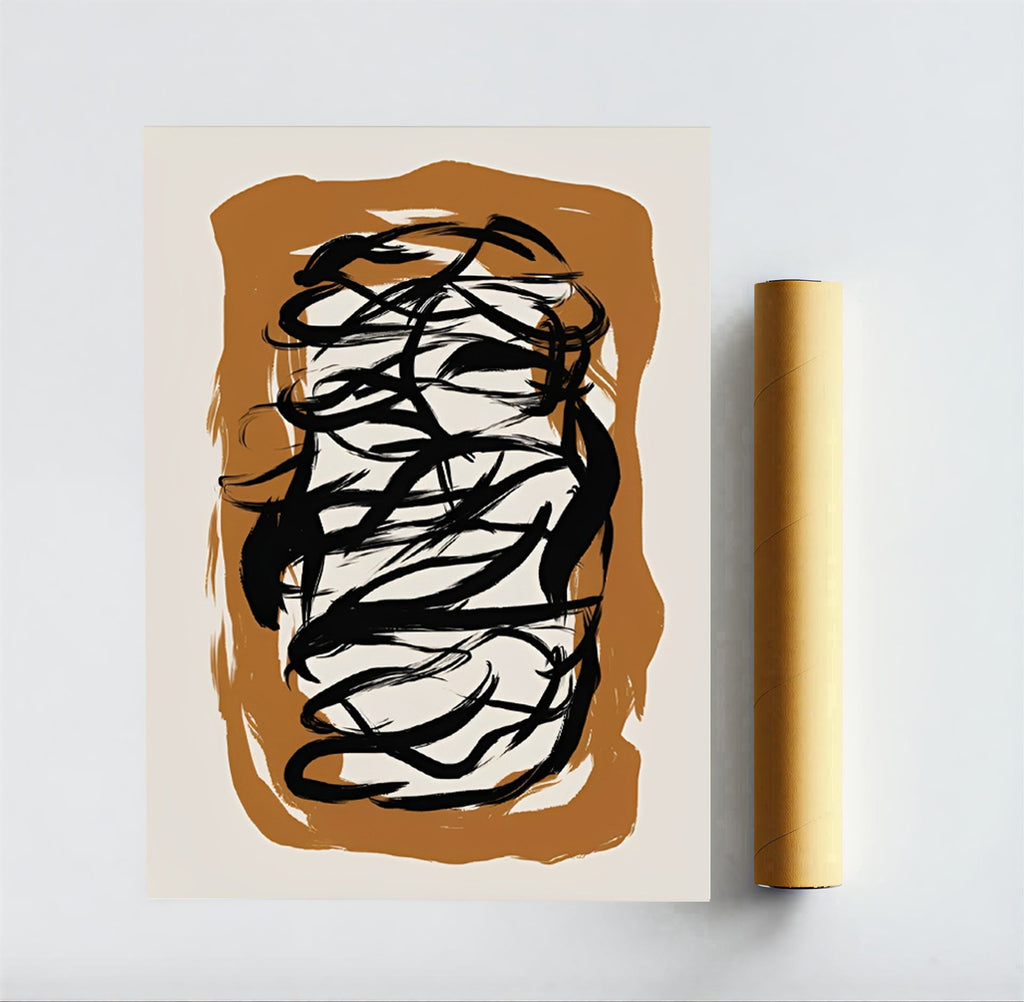 Black Abstract Brush Stroke Wall Art Print