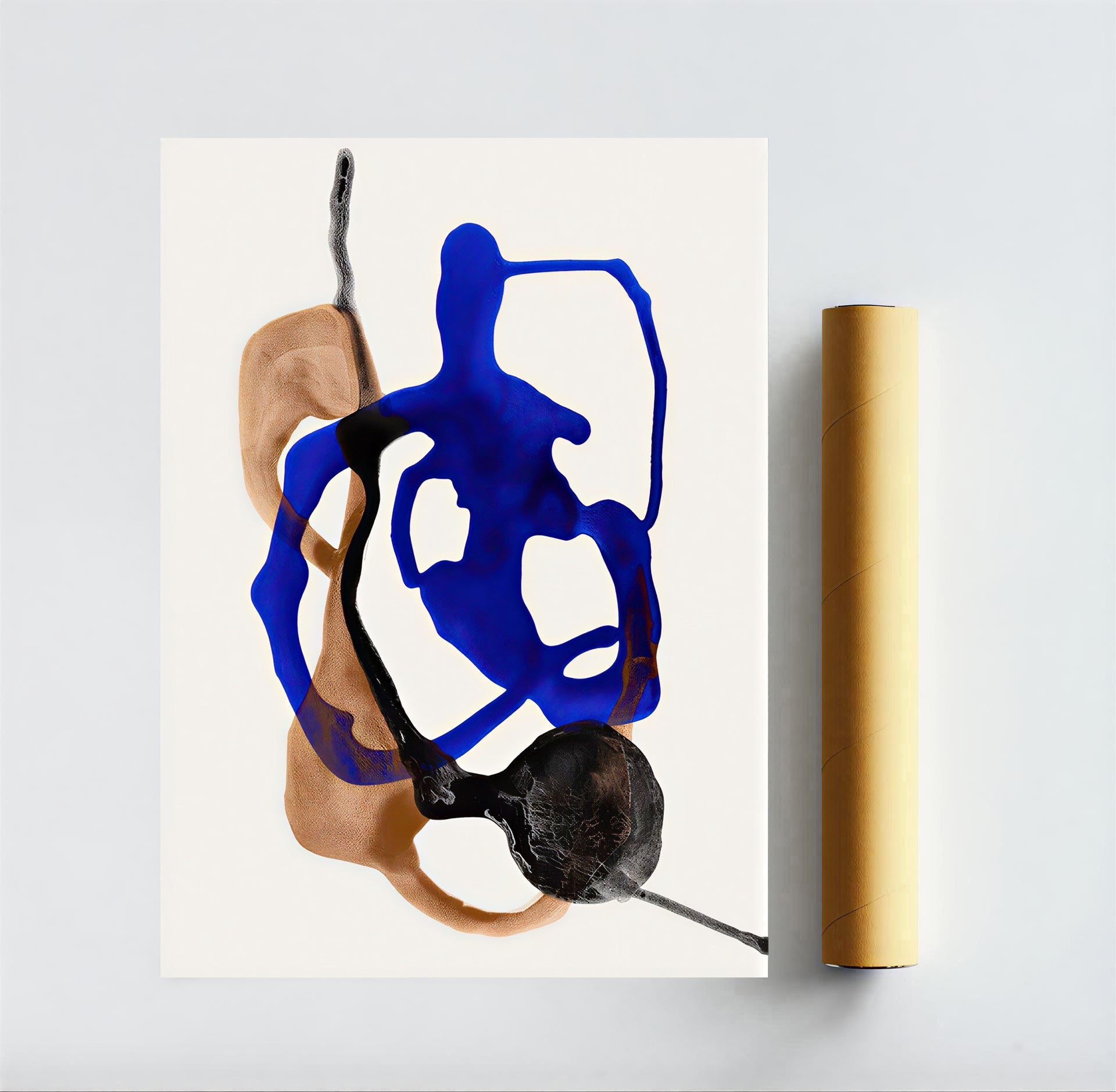 Modern abstract wall art print blue and neutral