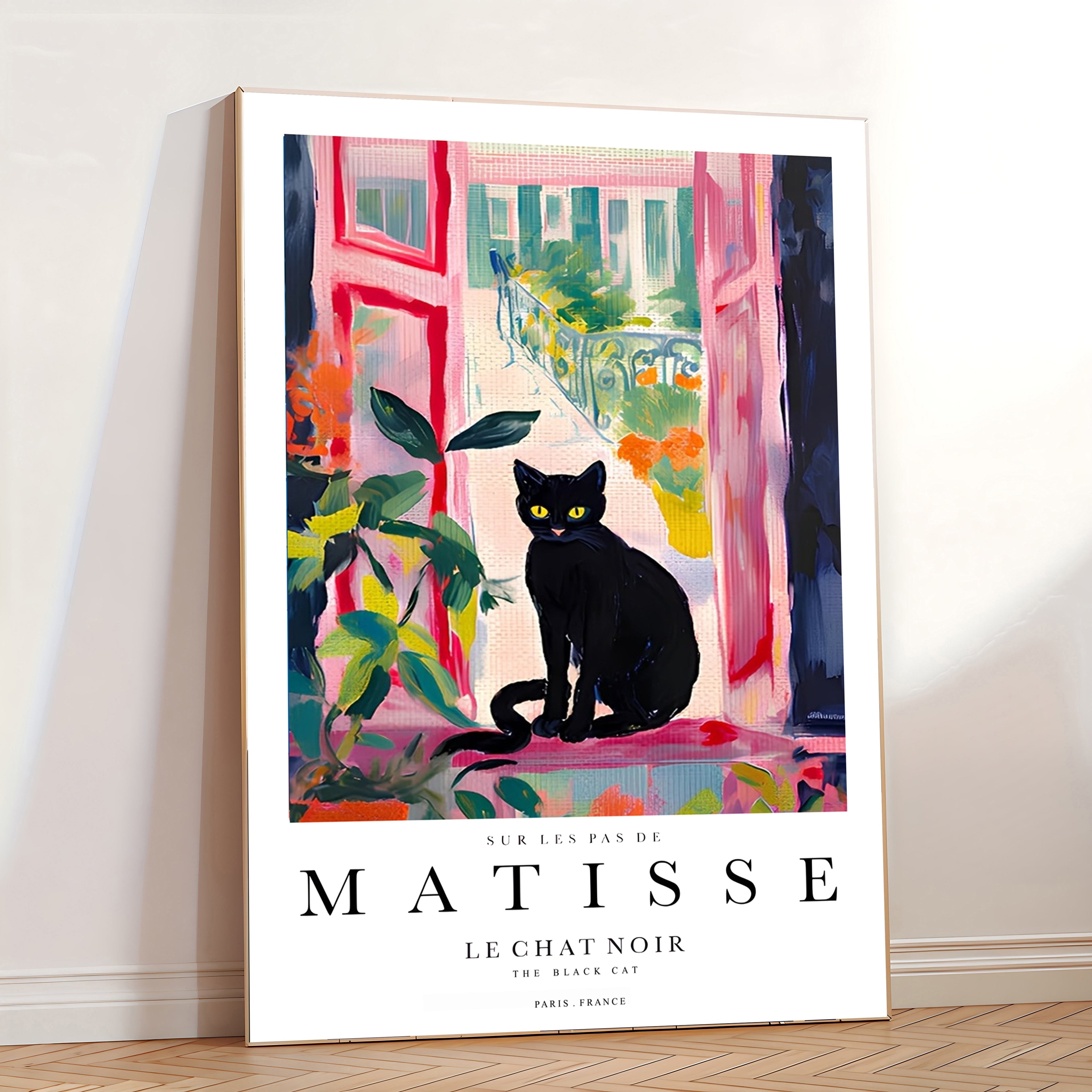 Matisse inspired black cat art print