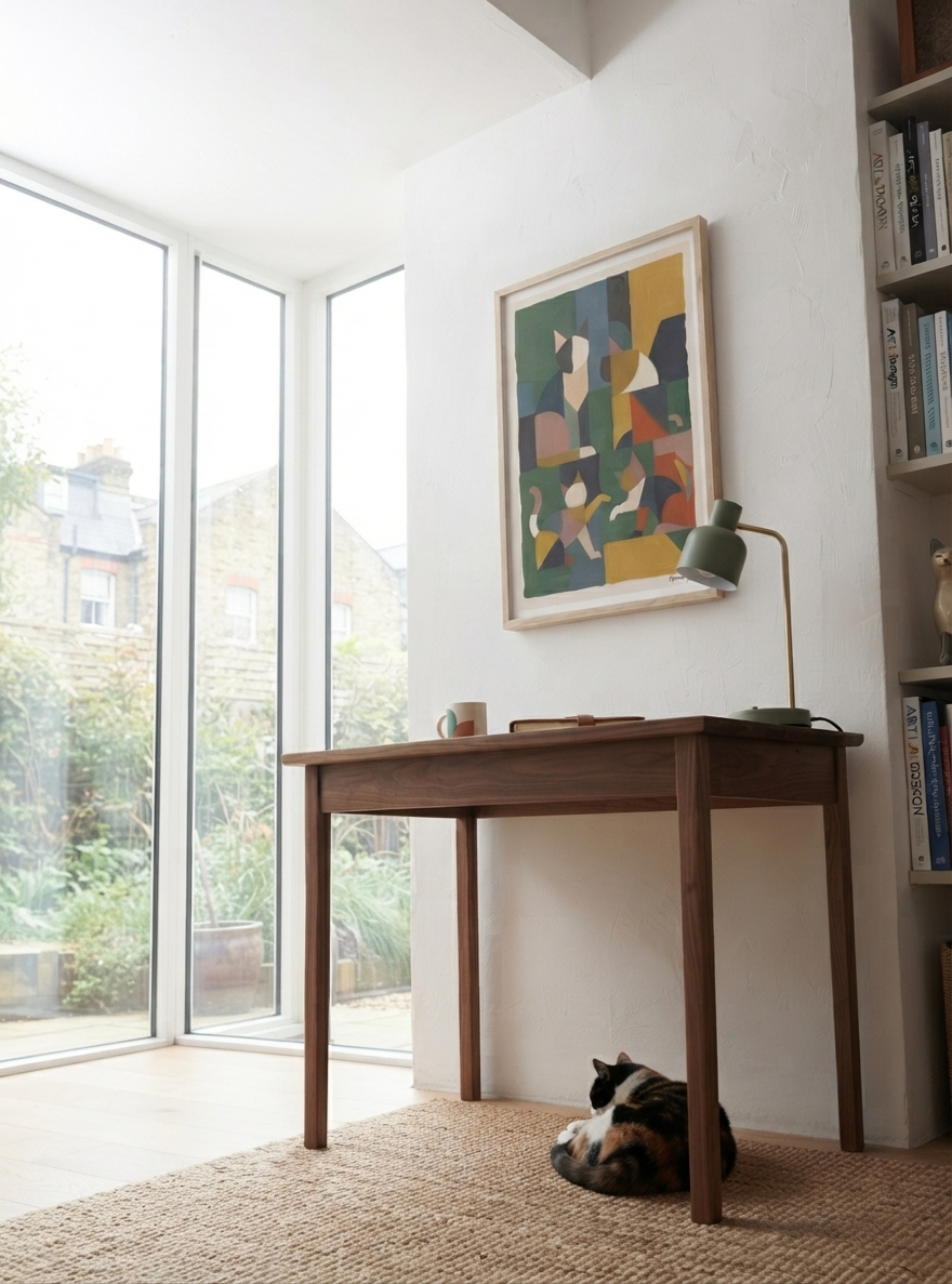 Mid-Century Modern Geometric Cat Acrylic Poster