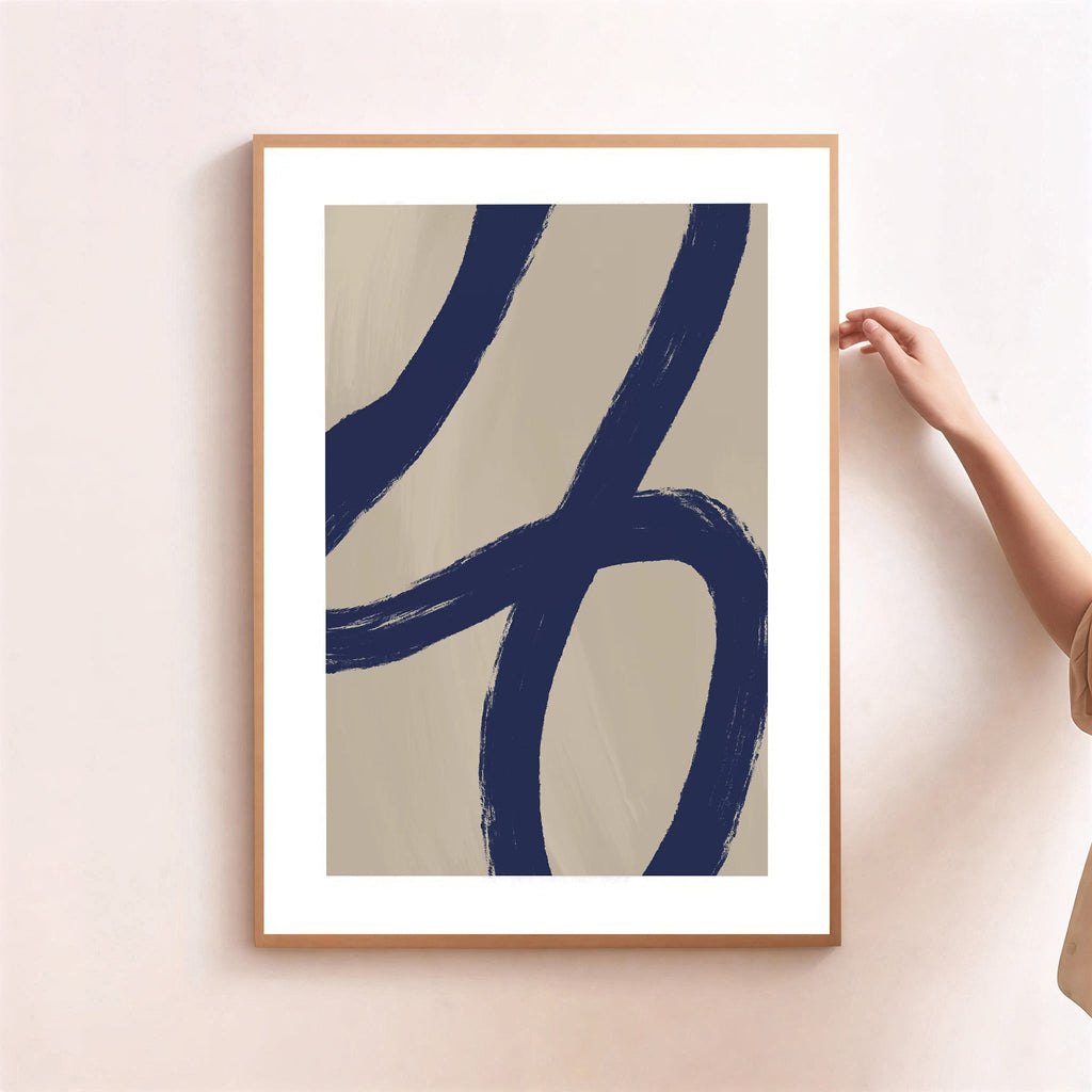 Minimalist abstract navy blue wall art print