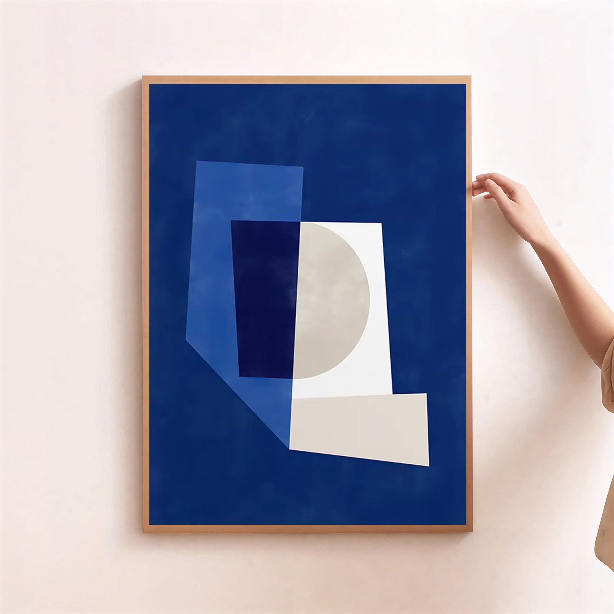 Blue abstract geometric wall art print