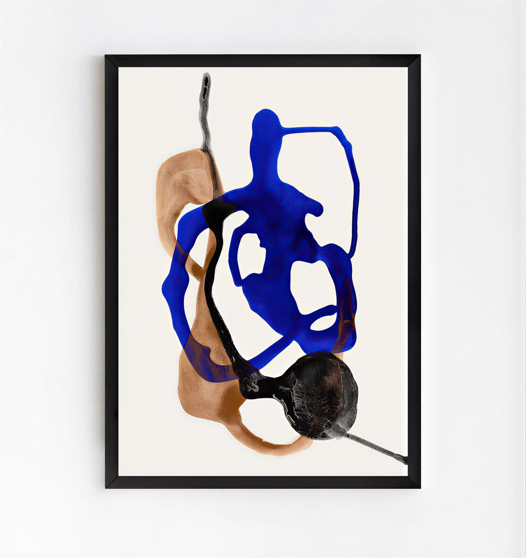 Modern abstract wall art print blue and neutral