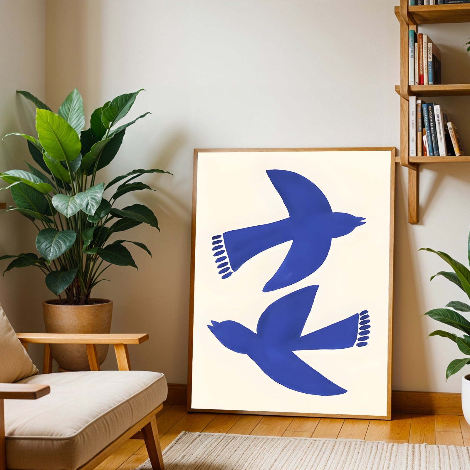 Minimalist Blue Bird Wall Art Print