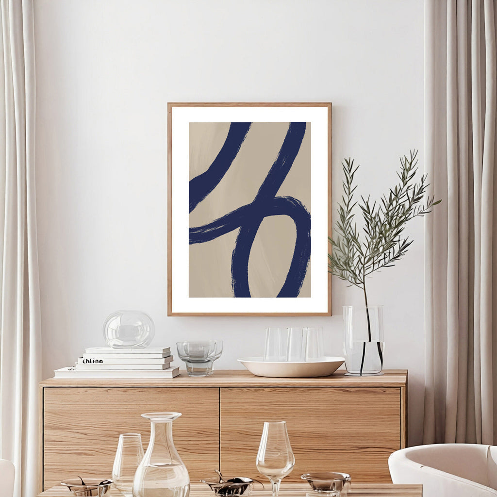 Minimalist abstract navy blue wall art print
