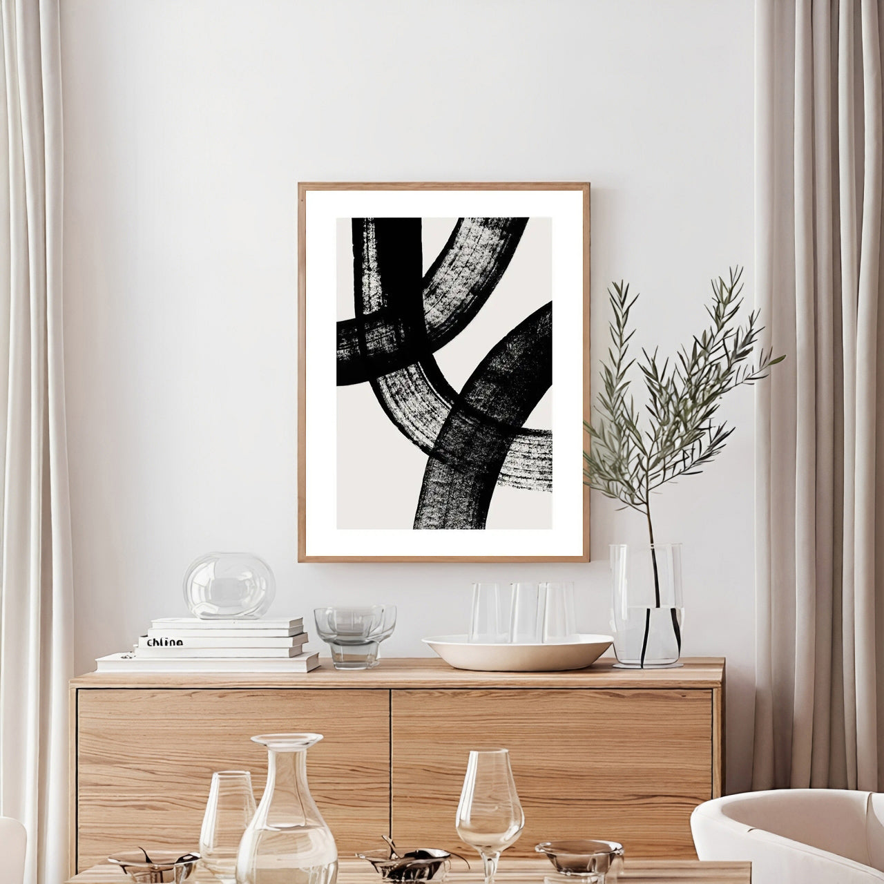 Black and white abstract wall art print