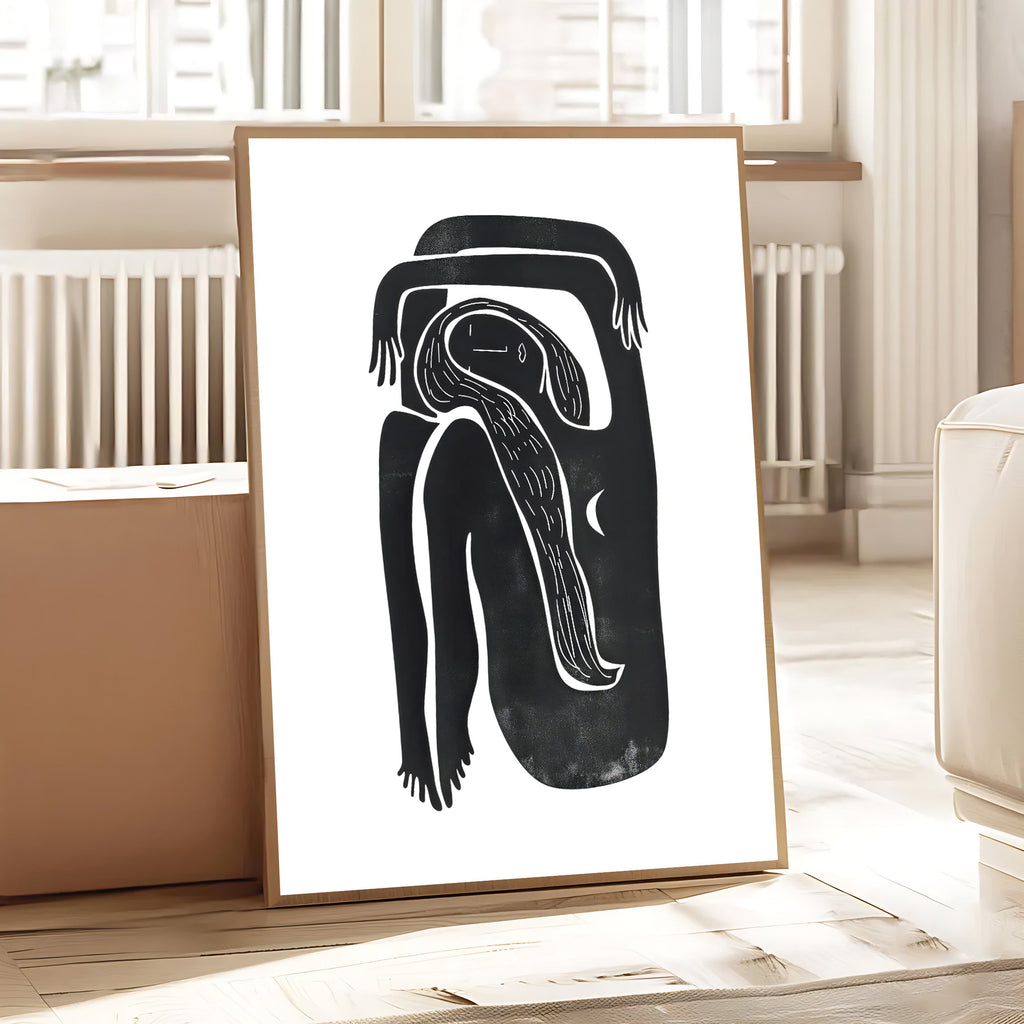 Abstract Minimalist Black Line Art Print