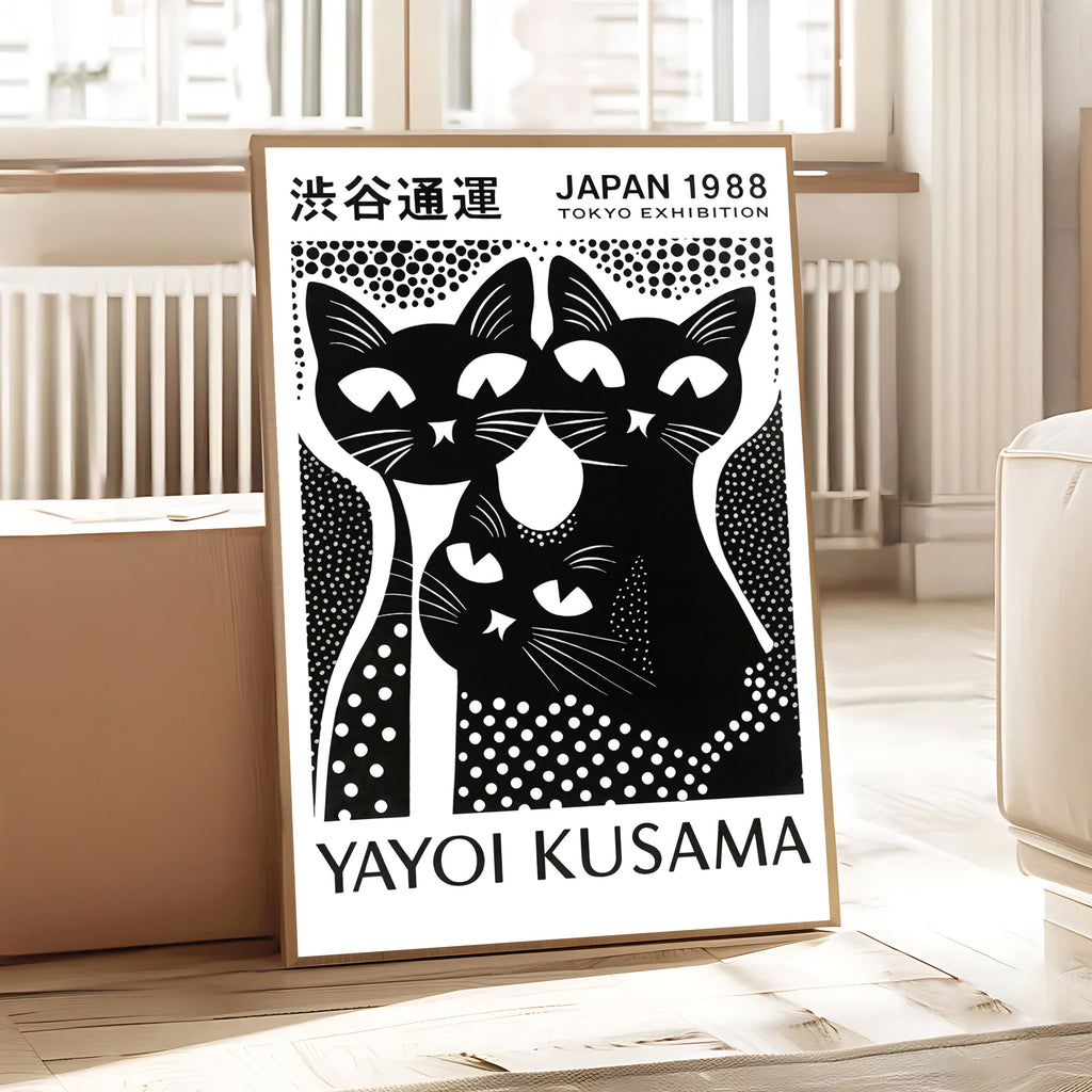 Black and white cat art print