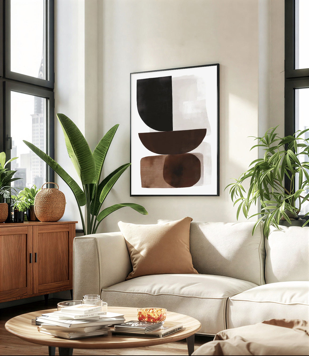 Abstract wall art in neutral tones