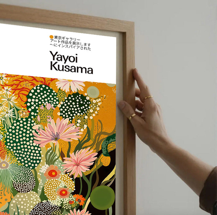 Yayoi kusama inspired floral polka dot poster print