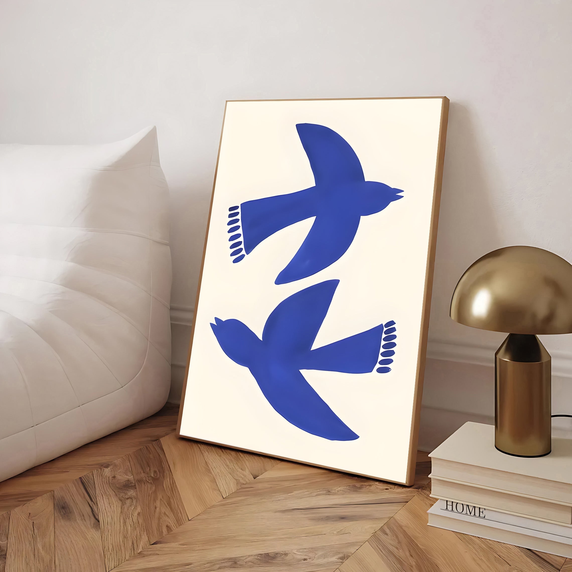 Minimalist Blue Bird Wall Art Print