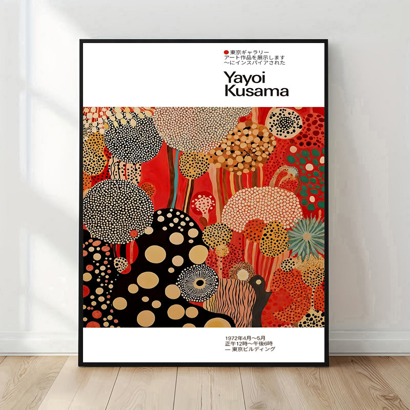 kusama style polka dot poster red and black